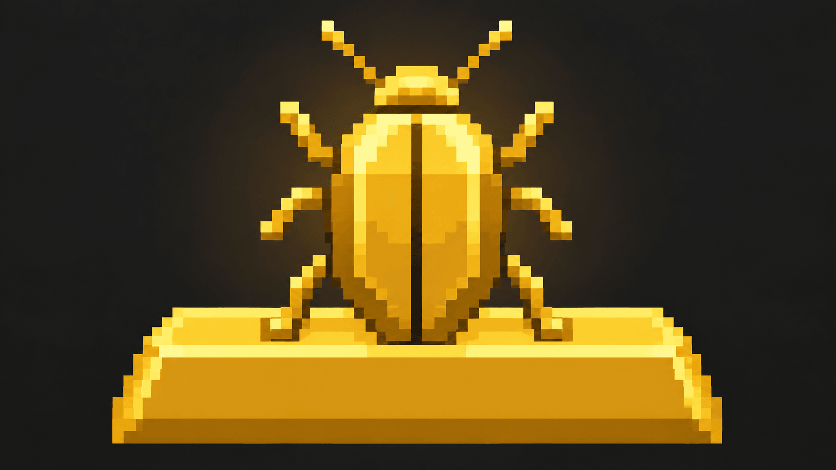 The goldbug standing on a bar of bullion